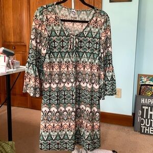Super Cute Retro Bell Sleeve Honeyme Dress Size Large EUC